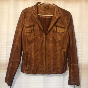 BROWN FAUX LEATHER JACKET